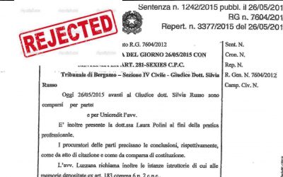 SDL Centrostudi perde nel Tribunale di Bergamo